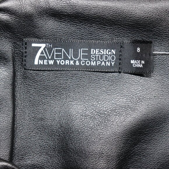 New York & Company Faux Leather Skirt Womens Size 8 Black Knee Length Lined - Picture 13 of 13